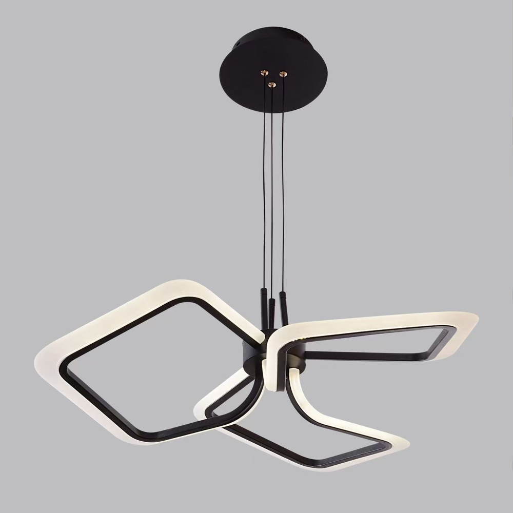 Lustra LED suspendata cu Telecomanda RIMINI 58W, 3 Patrate, lumina Rece/Calda/Neutra, Dimabila, Negru [4]