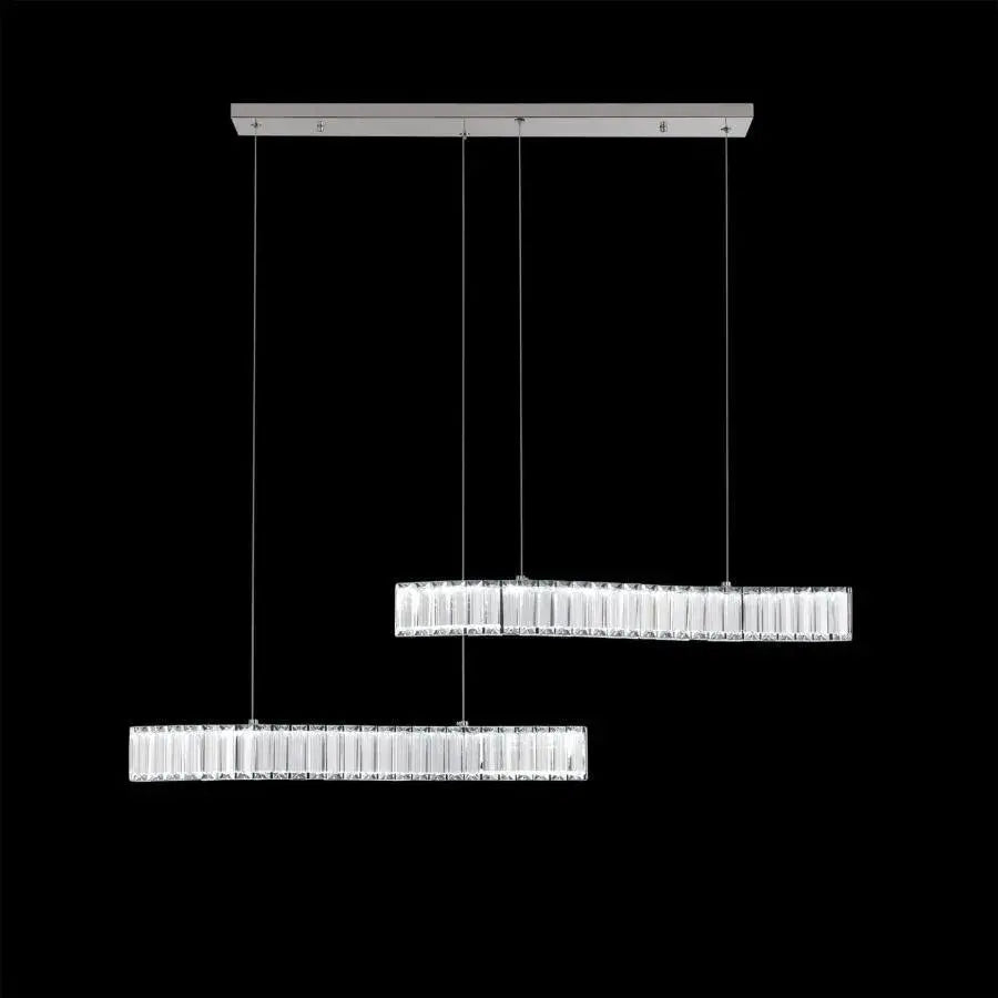 Lustra LED suspendata cu telecomanda si cristal MERVE 24W, lumina Rece/Calda/Neutra, Dimabila, Crom Lucios, Inaltime Reglabila [2]