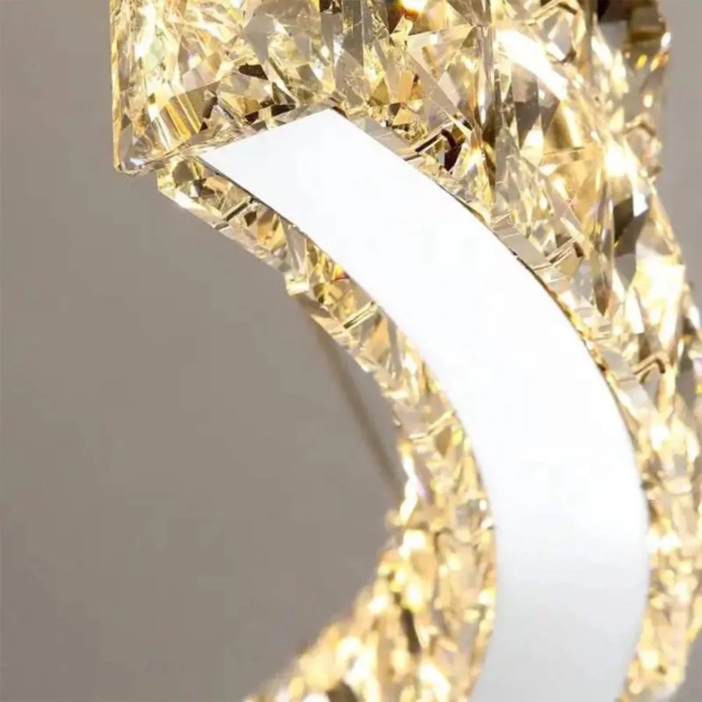 Lustra LED suspendata cu telecomanda si cristal MIA Yonca, 34W, 1 Cerc, lumina Rece/Calda/Neutra, Dimabila, Crom Lucios [3]