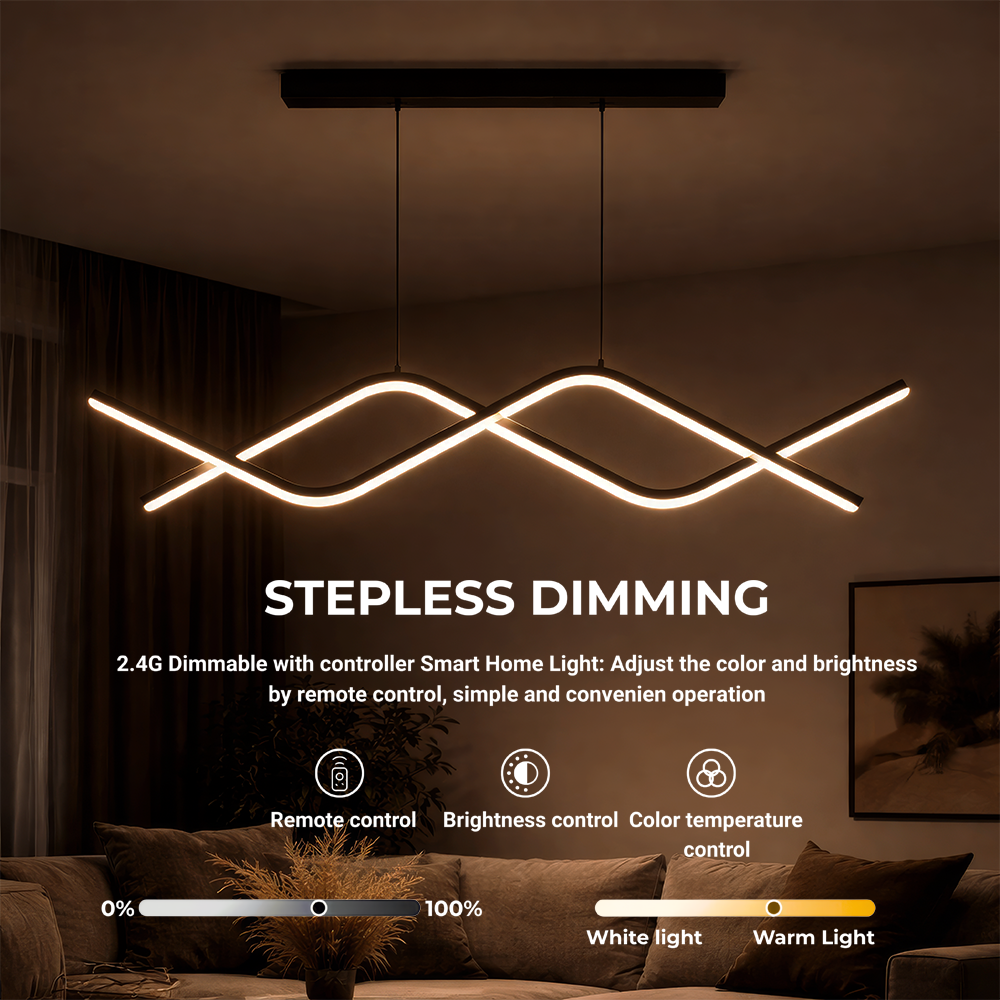 Lustra LED suspendata cu telecomanda ZIGZAG 27W, lumina Rece/Calda/Neutra, Dimabila, Negru, Inaltime Reglabila [4]
