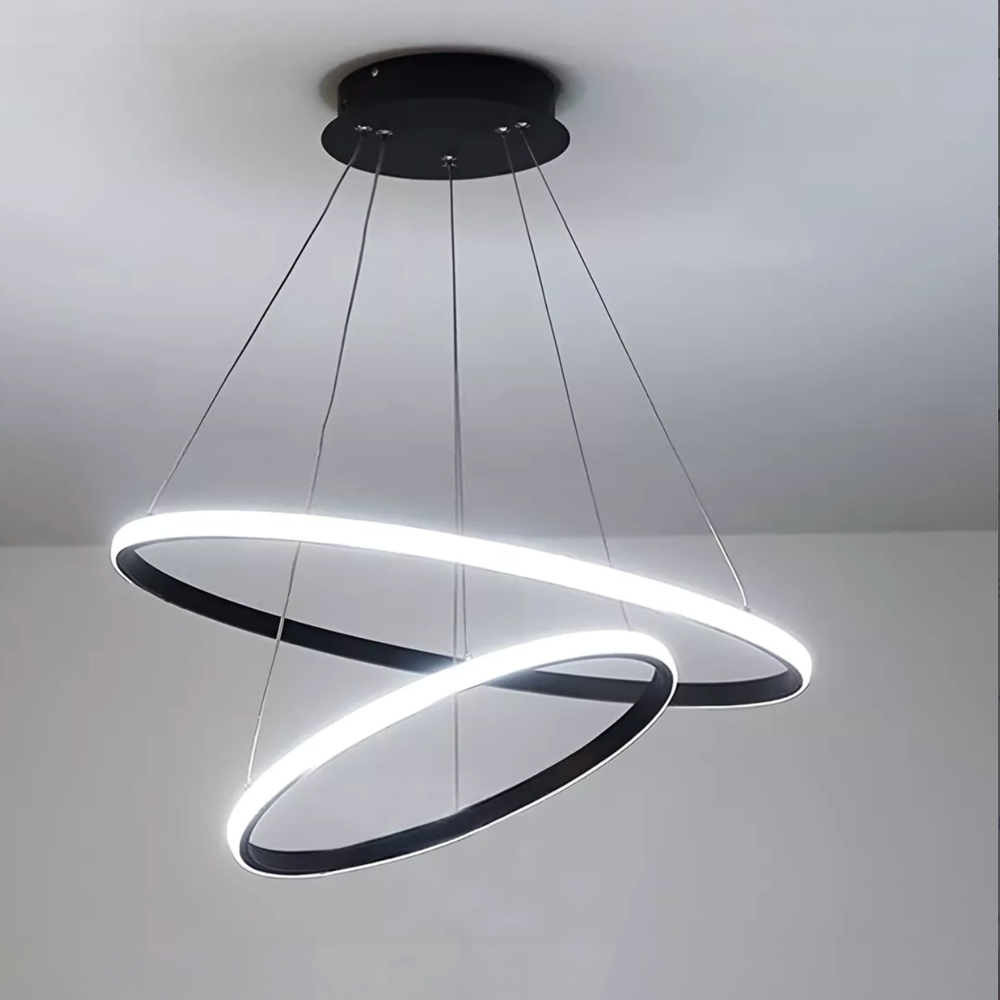 Lustra LED suspendata RICCI 25W, 2 Cercuri, lumina Rece/Calda/Neutra, Negru, Inaltime Reglabila [3]