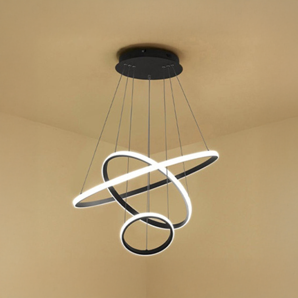 Lustra LED suspendata RICCI 48W, 3 Cercuri, lumina Rece/Calda/Neutra, Negru, Inaltime Reglabila [4]