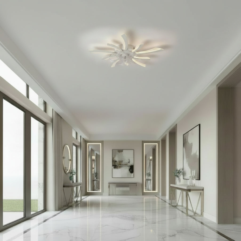 Lustra LED Ventilator VIRTULA cu Telecomanda, 29W, D77cm, Lumina Rece/Neutra/Calda, Metal si Plastic, Alb [3]