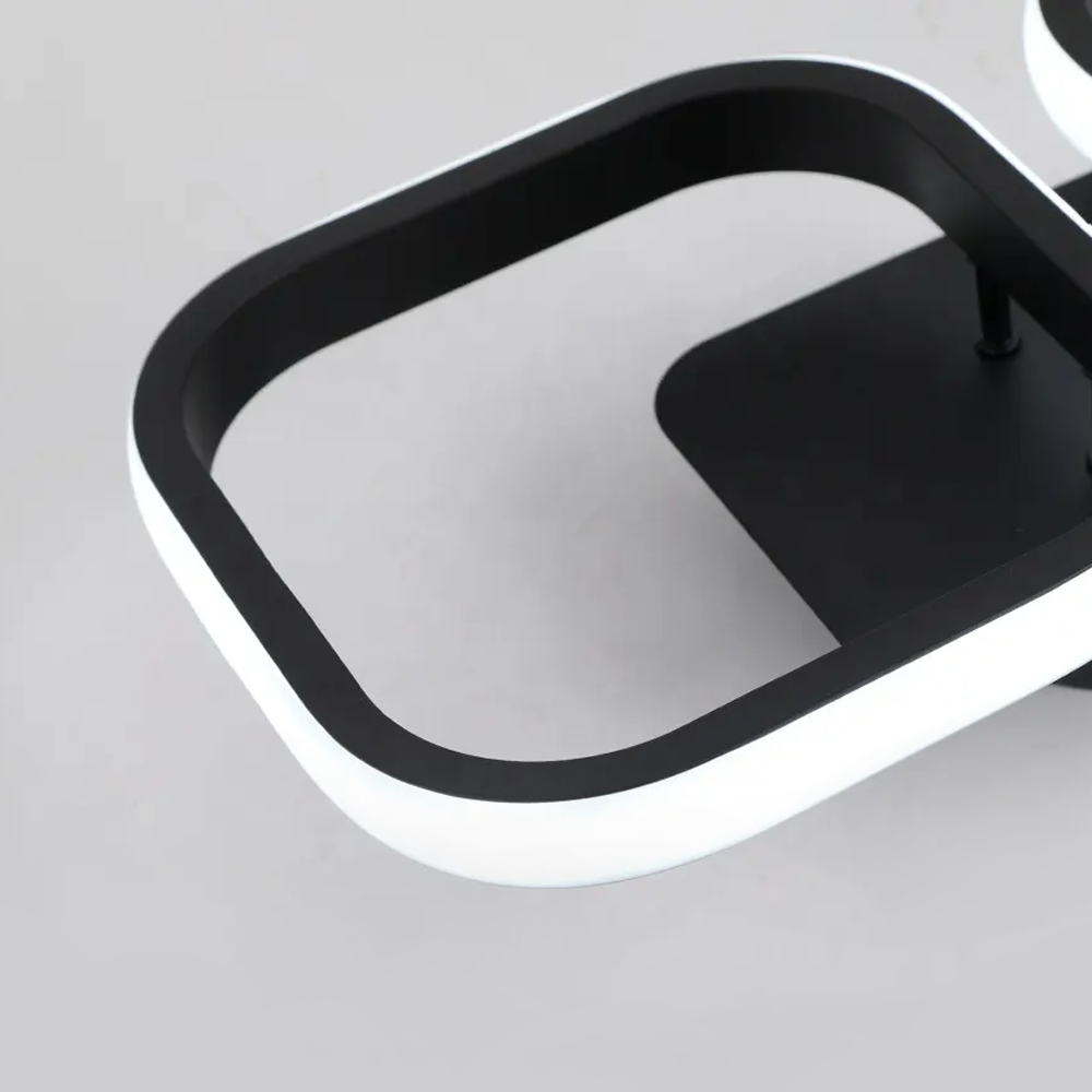 Lustra LED VERTEX 21W, 2 Patrate, Liniara, lumina Rece/Calda/Neutra, Neagra [2]