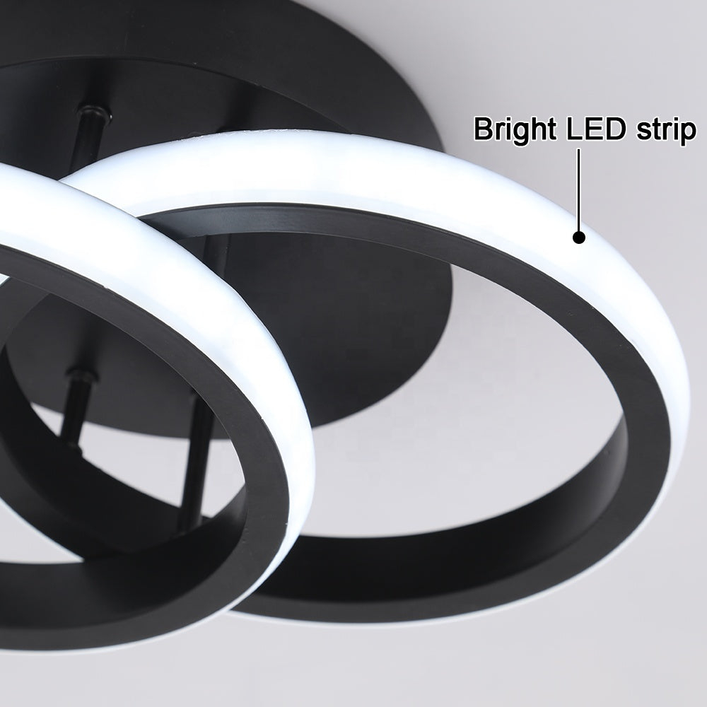 Lustra LED VERTEX CIRCULA 21W, 2 Cercuri, Rame Metalice, lLumina Rece/Calda/Neutra 3000K/4000K/6000K, Negru, Metal [2]