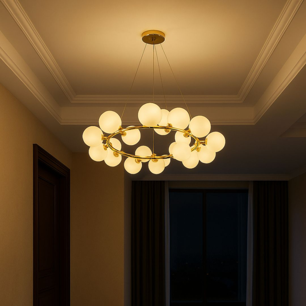 Lustra LOFT Chamber, 15x G9, Alb Auriu, Metal, Inaltime Reglabila, Modern [2]