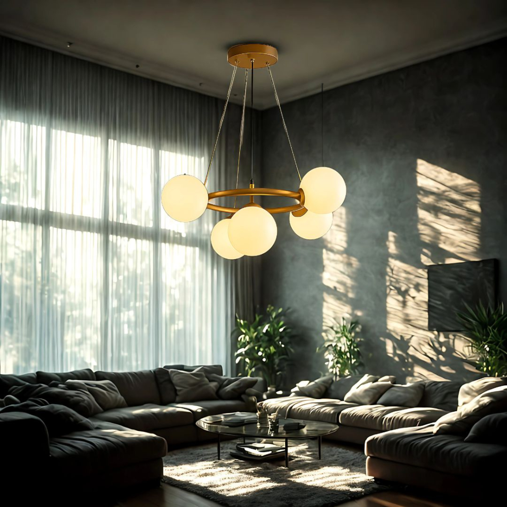 Lustra LOFT Chamber, 5x G9, Alb Auriu, Metal, Inaltime Reglabila, Modern [2]