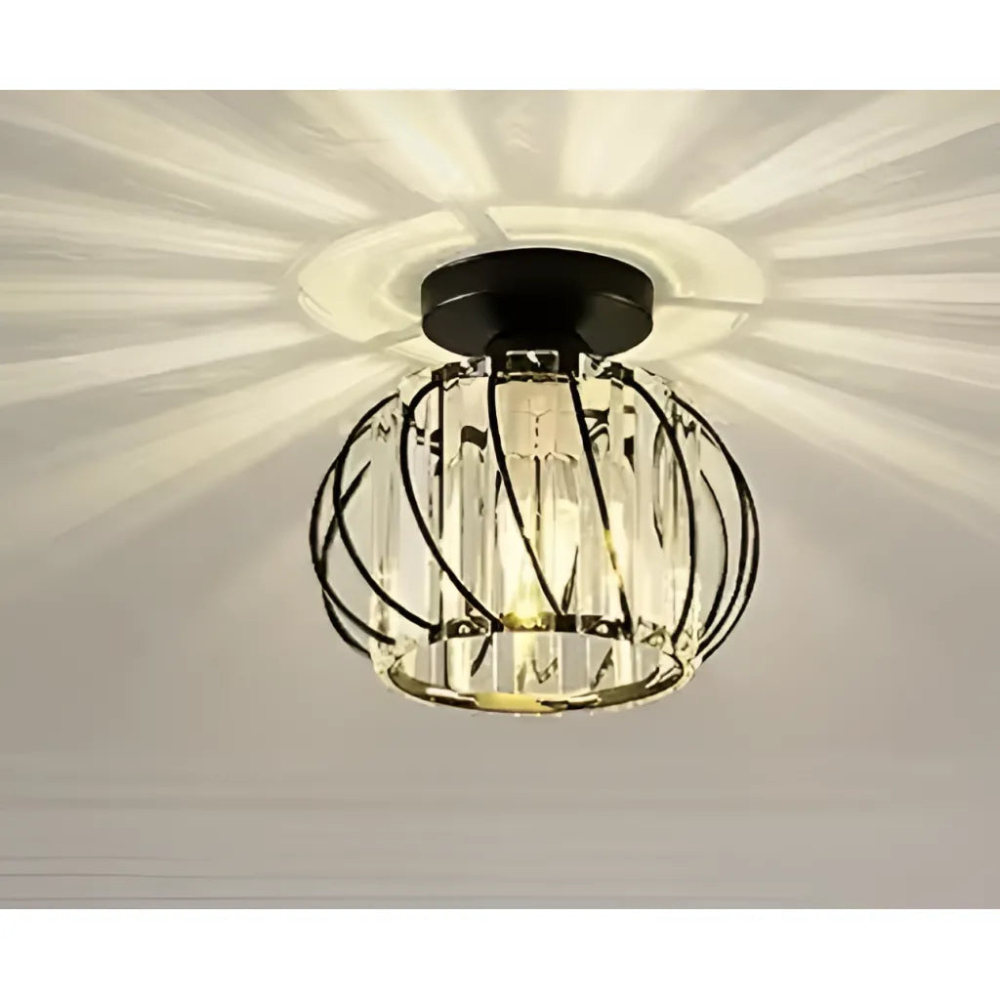 Lustra Monica, 1 X E27, Ø 16 cm, Negru, Metal / Sticla [3]