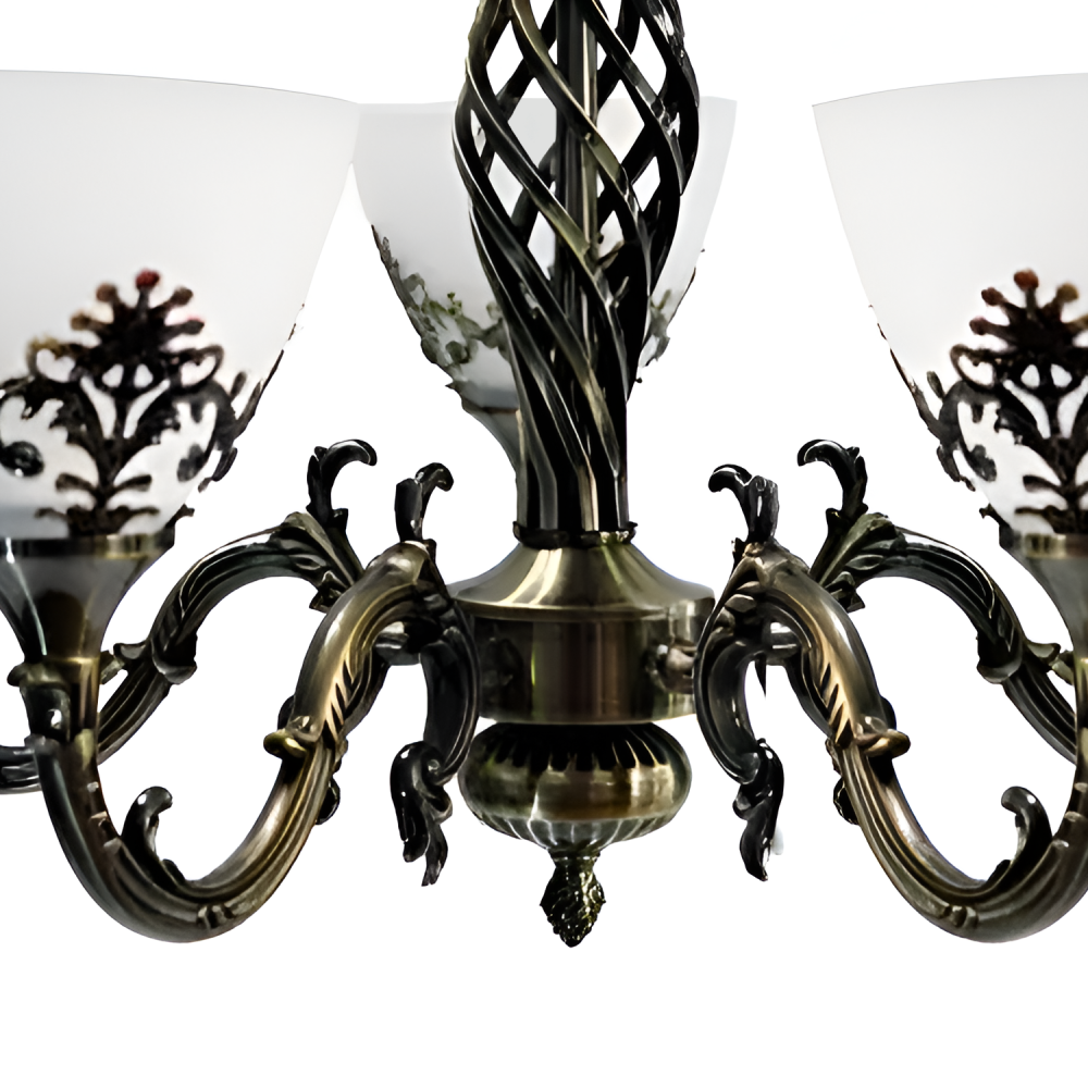 Lustra Rustic COTTAGE, 5*E27, Bronz Antichizat, Metal si Sticla [4]