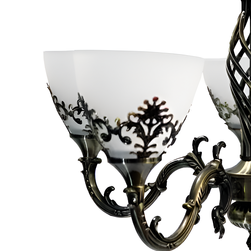 Lustra Rustic COTTAGE, 5*E27, Bronz Antichizat, Metal si Sticla [2]