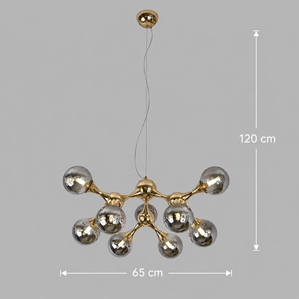 Lustra Suspendata ELEKTRA Altiera, Ø65cm, 9xG9, Auriu, Metal si Sticla [4]