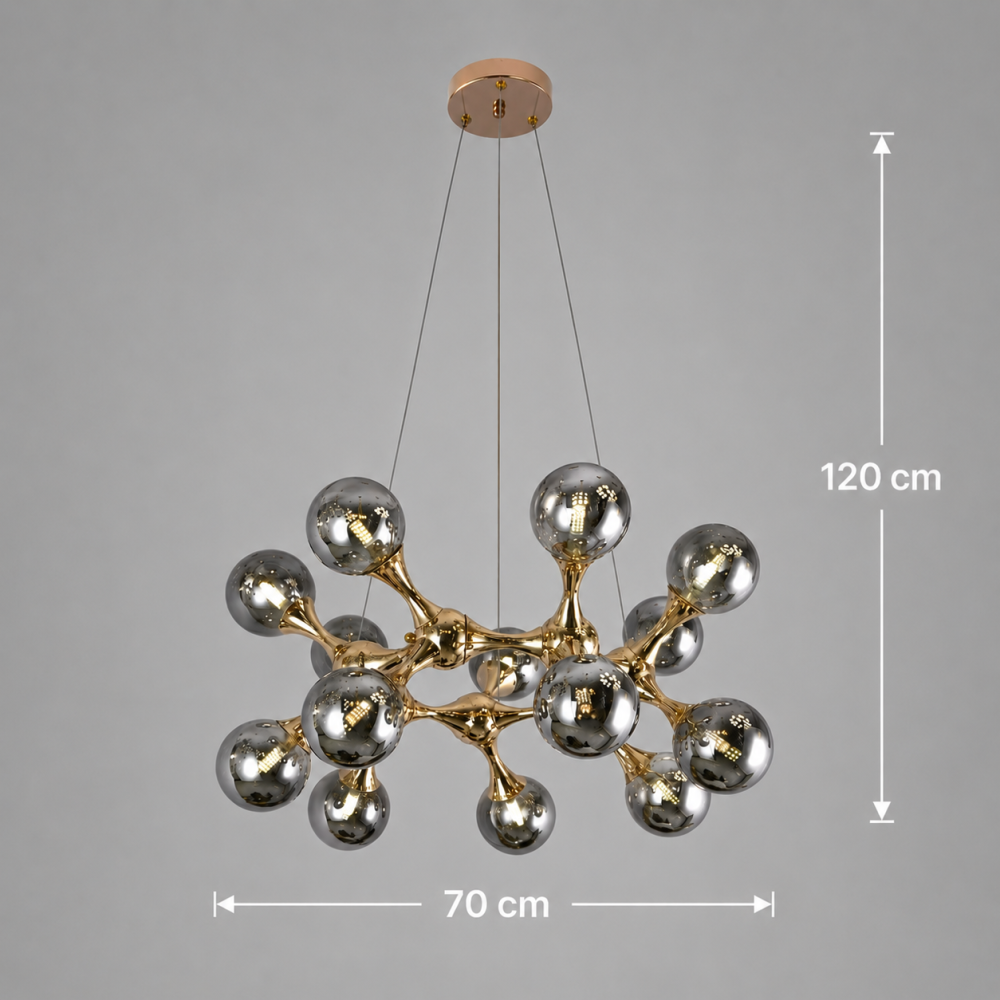 Lustra Suspendata ELEKTRA Regalis, Ø70cm, 14xG9, Auriu, Metal si Sticla [4]