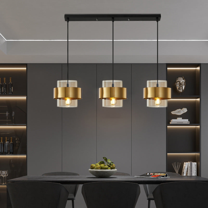 Lustra Suspendata LC855/3LGY, 3XE27, Inaltime Reglabila, Sticla si Metal [2]