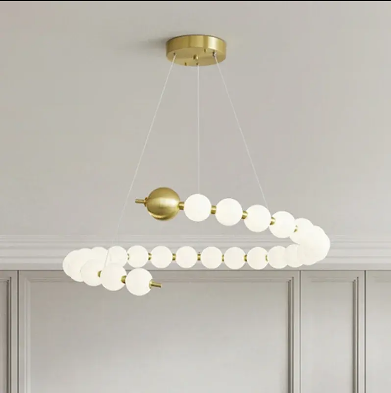 Lustra Suspendata LED Acril Aurelia 41W cu Telecomanda, Dimabila, 3000K/4000K/6000K, Auriu, Metal si Acril [3]