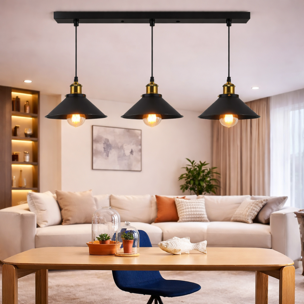 Lustra Suspendata, LV210/3L, 3xE27, Maro, Metal si Fir, Inaltime Reglabila [4]