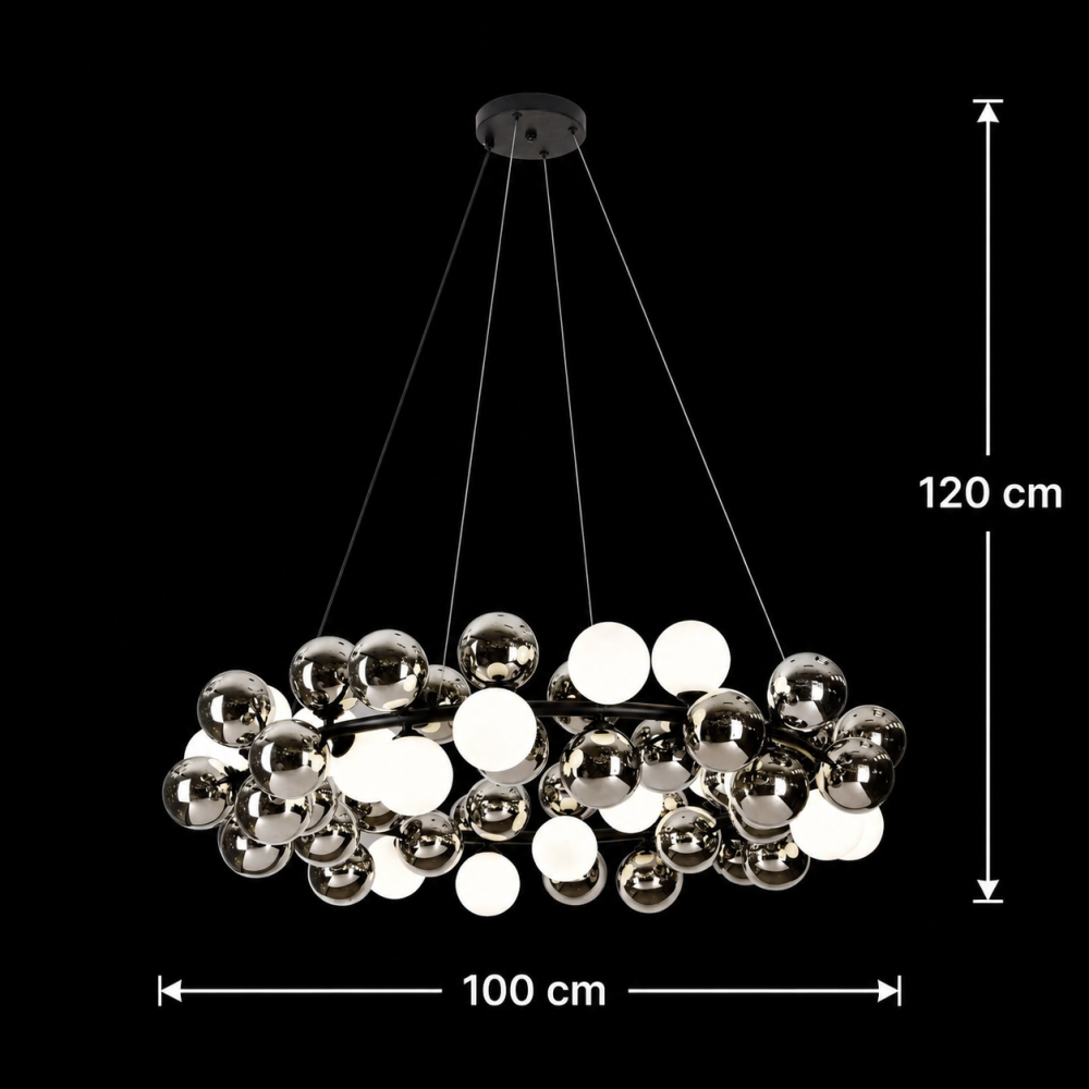 Lustra Suspendata MUSSEL Supremo, D100cm, 20x G9, Crom Lucios, Metal si Sticla [4]
