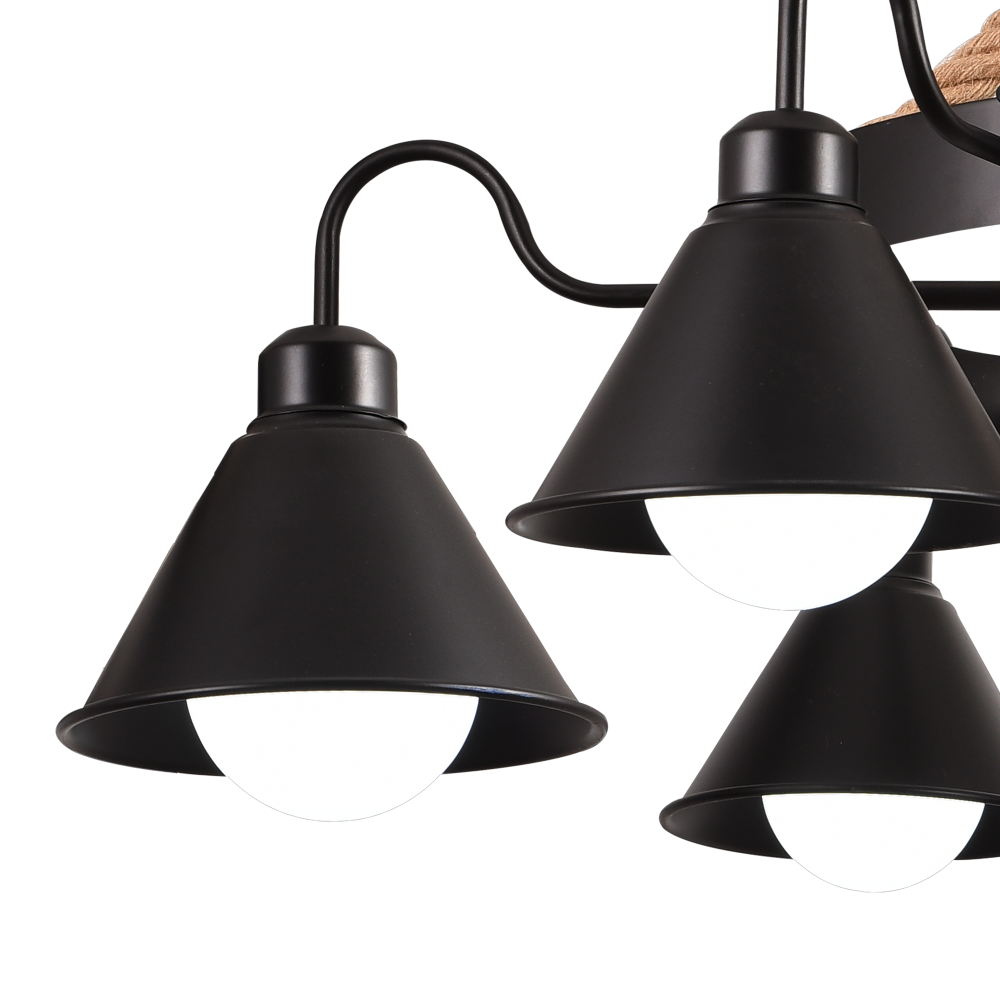 Lustra Vintage cu Franghie LV584/6BK, 6xE27 Lemn Inchis [2]