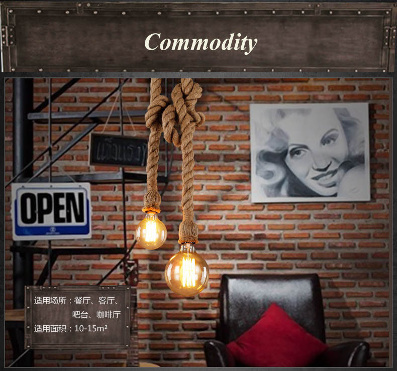 Lustra Vintage LV102/150X120, 2xE27, Rustic, Sfoara si Metal, 150cm, Suport Negru [3]