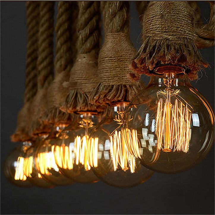 Lustra Vintage LV102/150X120, 2xE27, Rustic, Sfoara si Metal, 150cm, Suport Negru [2]