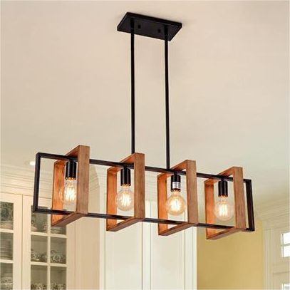 Lustra Vintage LV560/4BK, 4XE27, Rustic Barn, Lemn si Metal, 85cm, Negru [2]