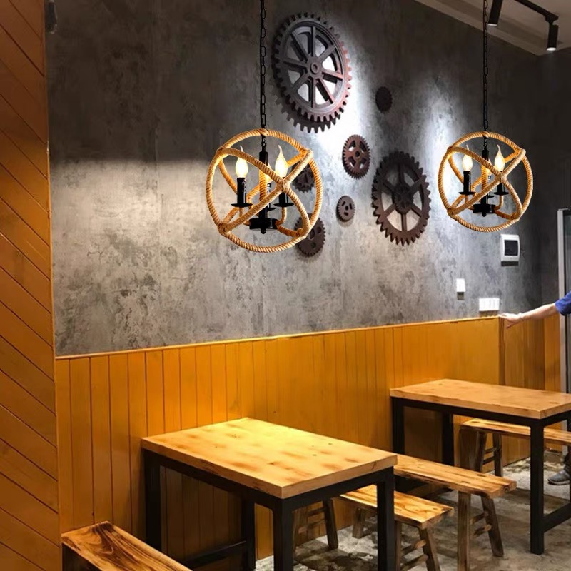 Lustra Vintage LV585/4BK, 4xE14, Rustic Barn, Sfoara si Metal, 30cm, Negru [2]