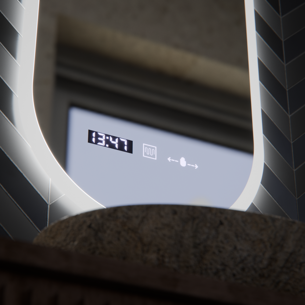 Oglinda LED Ovala, 50x100cm, Lucia Senzor Marcello, Sistem Dezaburire, Ceas & Termometru, Dimabila [2]