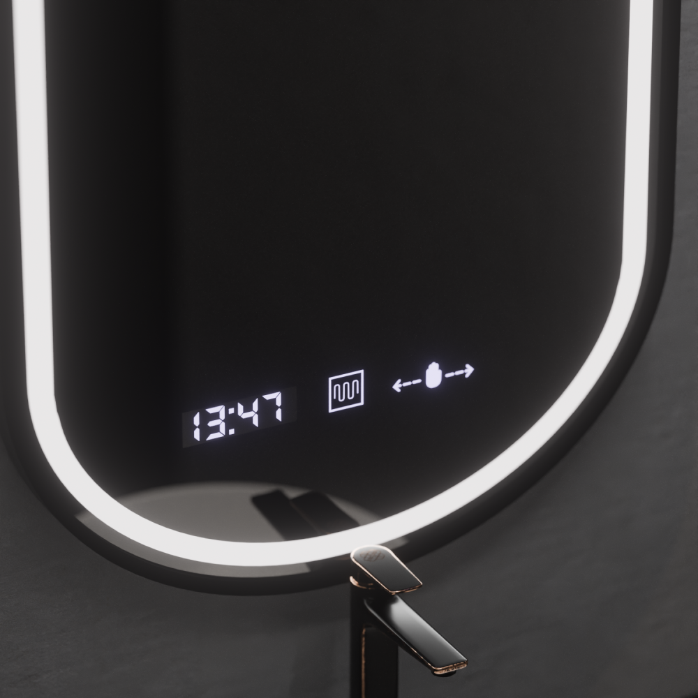 Oglinda LED Ovala, 50x90cm, Alessia MotionGlow Marcello, Sistem Dezaburire, Ceas & Termometru, Dimabila [2]
