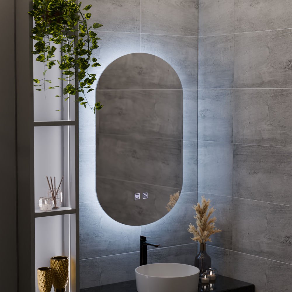 Oglinda LED Ovala, 50X80cm, E14S/50X80, Touch, Sistem Dezaburire [4]