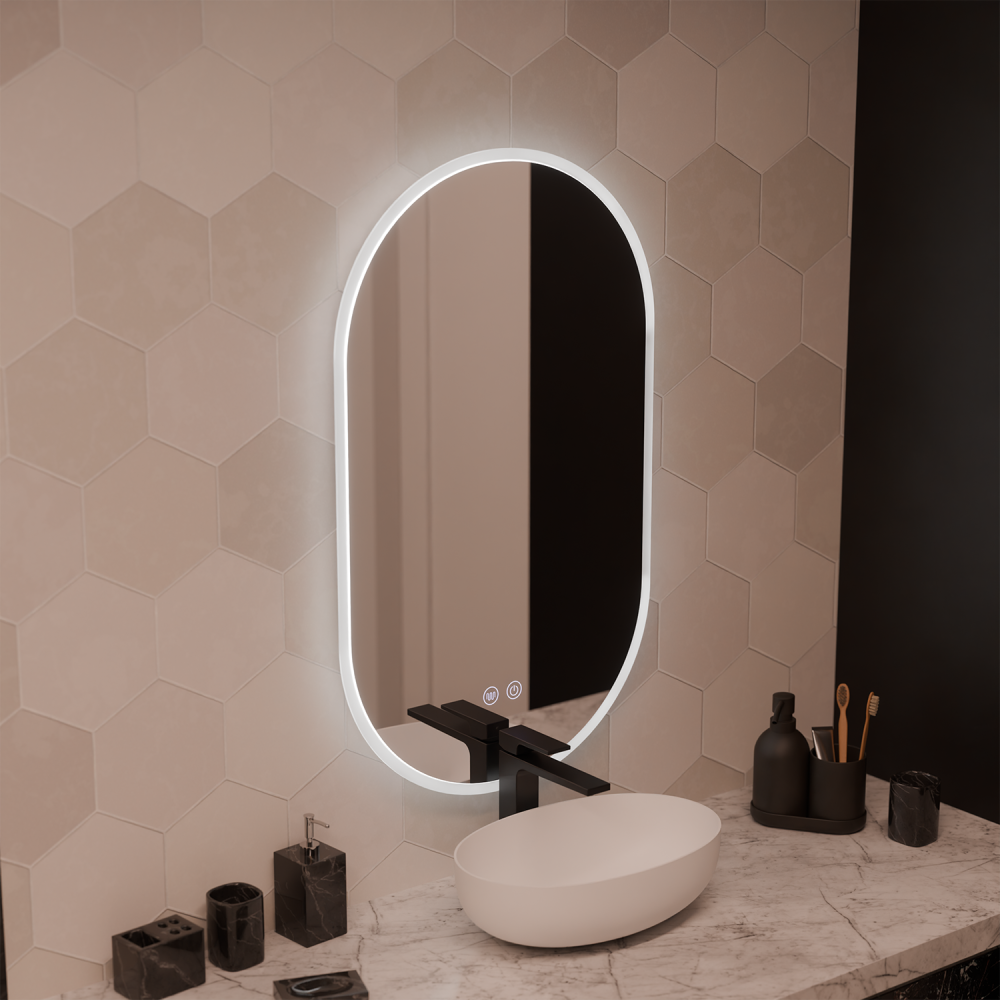 Oglinda LED Ovala 50x80cm Llexort, Touch, Sistem Dezaburire, Dimabila [3]
