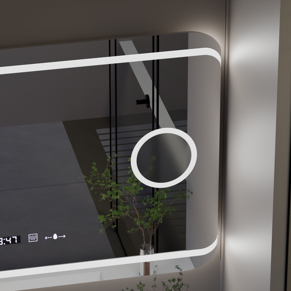 Oglinda LED Rectangulara, 120x80cm, Definition MotionGlow Marcello, Sistem Dezaburire, Ceas & Termometru, Lupa Cosmetica, Dimabila [2]