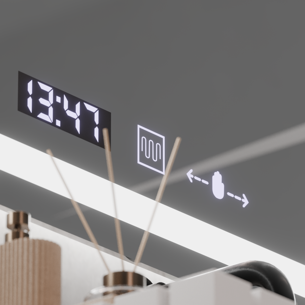 Oglinda LED Rectangulara, 120x60cm, Verite MotionGlow Marcello, Sistem Dezaburire, Ceas & Termometru, Dimabila [4]