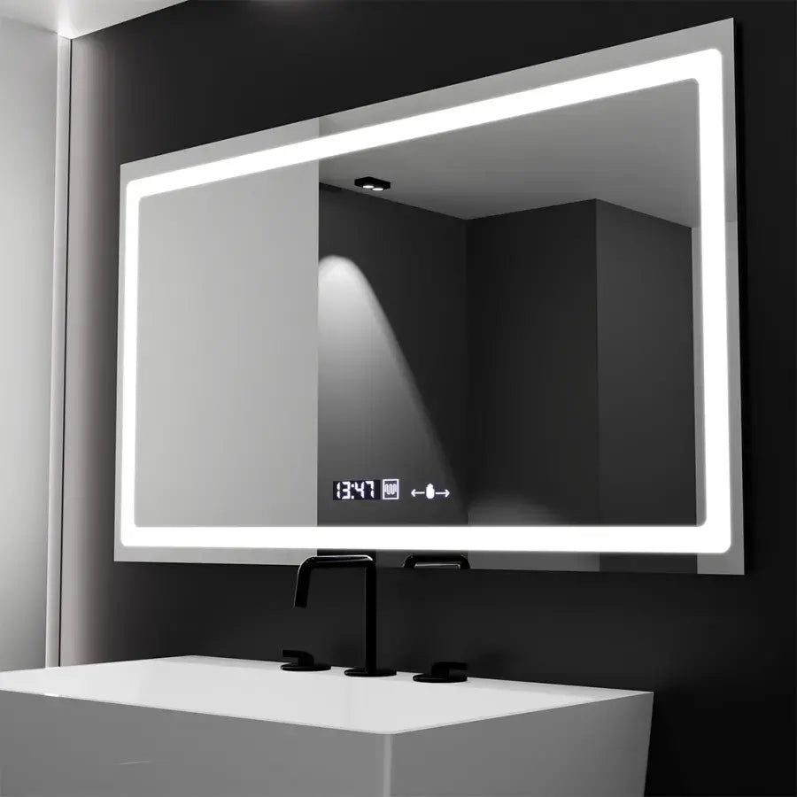 Oglinda LED Rectangulara, 120X70cm, Radiante Senzor MotionGlow Marcello, Sistem Dezaburire, Ceas & Termometru, Dimabila [4]