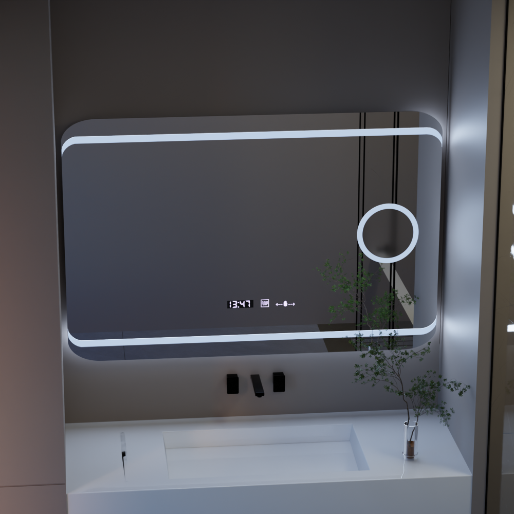 Oglinda LED Rectangulara, 120x80cm, Definition MotionGlow Marcello, Sistem Dezaburire, Ceas & Termometru, Lupa Cosmetica, Dimabila [3]