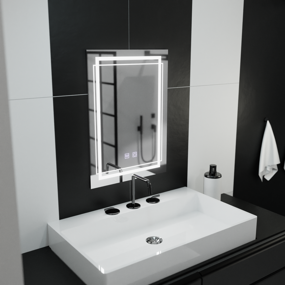 Oglinda LED Rectangulara, 60x80cm, KOVEN Touch, Sistem Dezaburire,Dimabila [2]