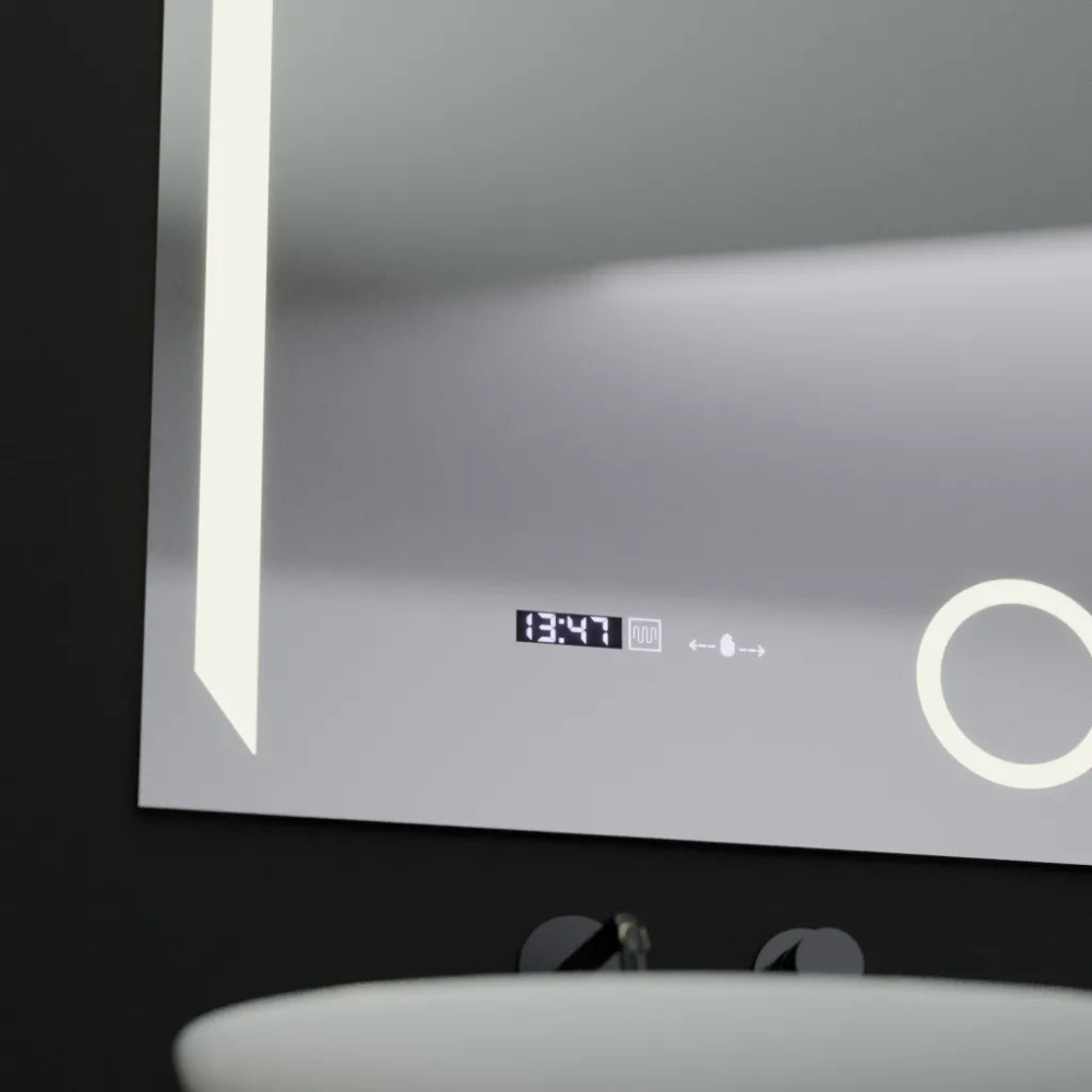 Oglinda LED Rectangulara, 60x80cm, Precision MotionGlow Marcello, Sistem Dezaburire, Ceas & Termometru, Lupa Cosmetica, Dimabila [2]