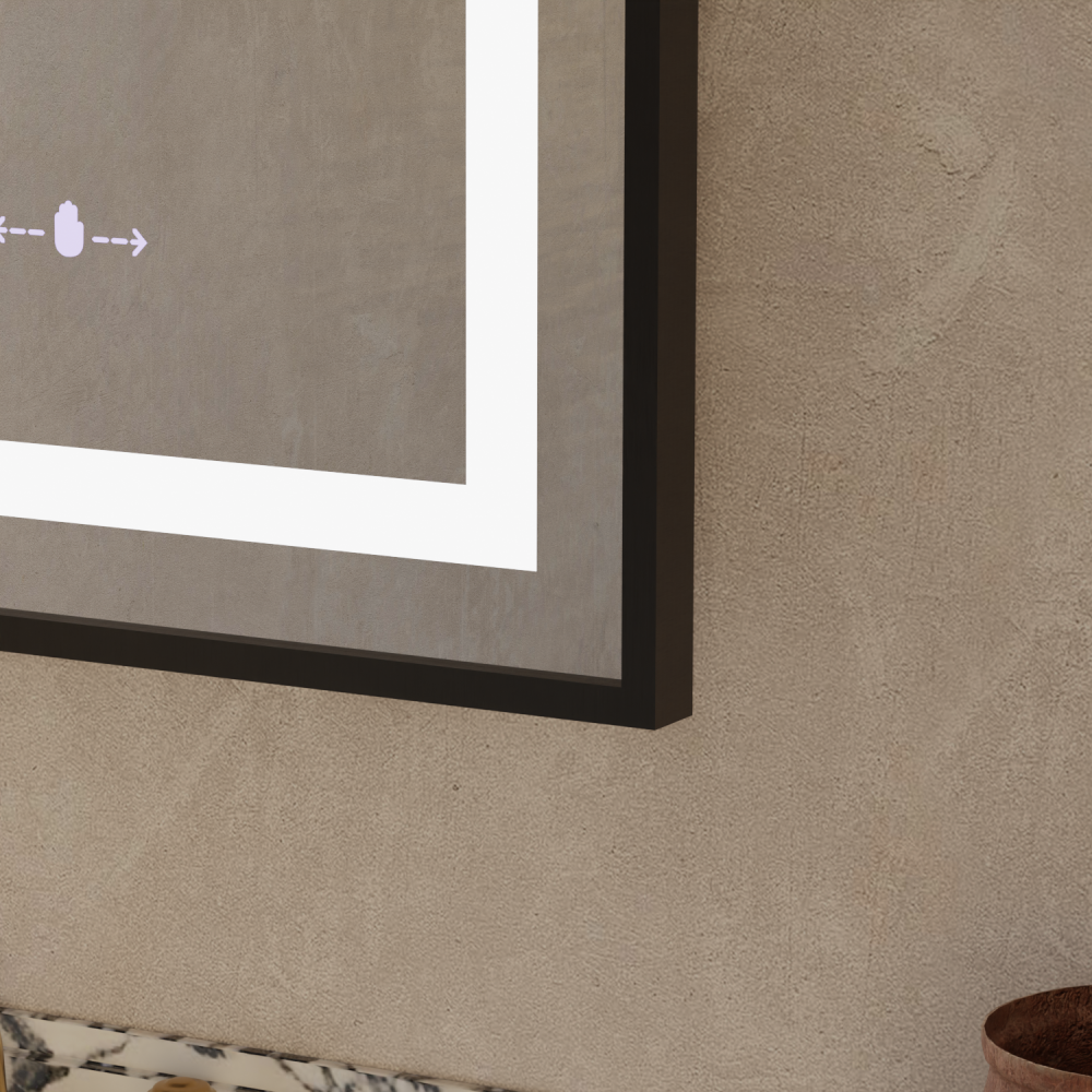 Oglinda LED Rectangulara, 60x80cm, Verite Majeste Noir Motion Glow Marcello, Sistem Dezaburire, Ceas & Termometru, Dimabila [4]