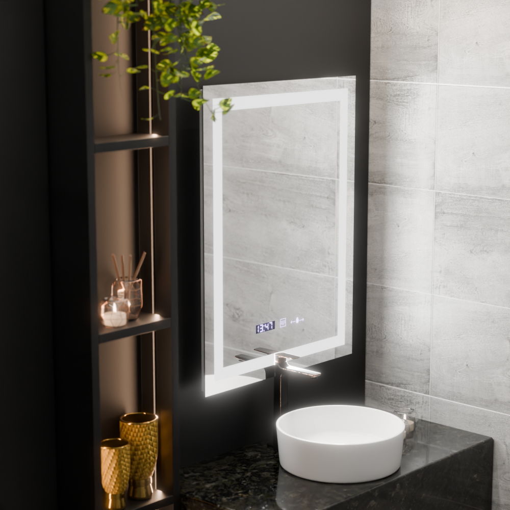 Oglinda LED Rectangulara, 60x80cm, Verite MotionGlow Marcello, Sistem Dezaburire, Ceas & Termometru, Dimabila [3]