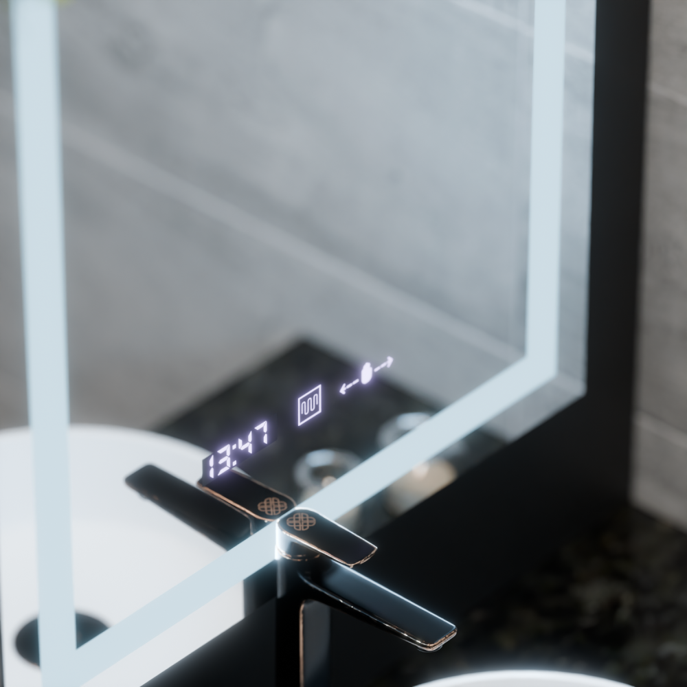 Oglinda LED Rectangulara, 60x80cm, Verite MotionGlow Marcello, Sistem Dezaburire, Ceas & Termometru, Dimabila [2]