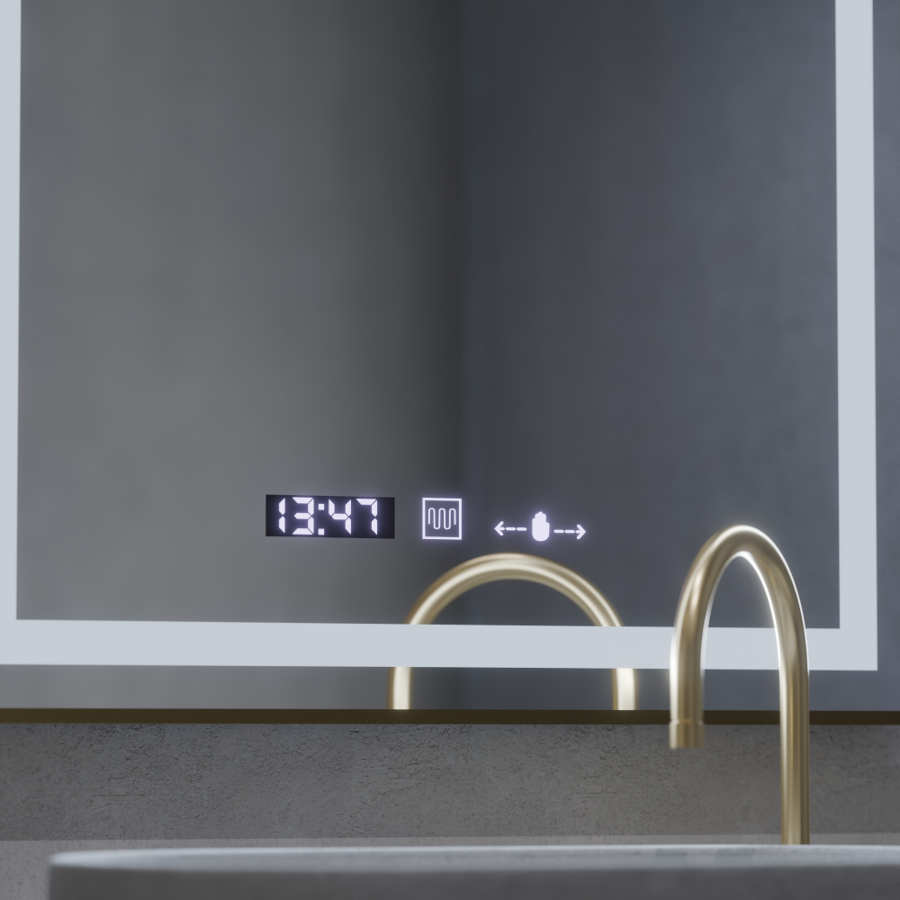Oglinda LED Rectangulara, 60x80cm, Verite Royale Gold MotionGlow Marcello, Sistem Dezaburire, Ceas & Termometru, Dimabila [4]
