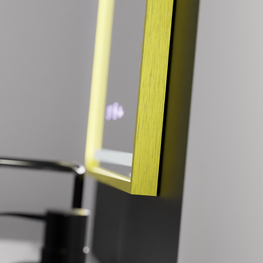 Oglinda LED Rectangulara, 75x90cm, Verite Royale Gold MotionGlow Marcello, Sistem Dezaburire, Ceas & Termometru, Dimabila [4]
