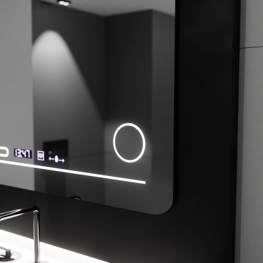 Oglinda LED Rectangulara, 80x60cm, Harmonie MotionGlow Marcello, Sistem Dezaburire, Termometru si Ceas, Lupa Cosmetica, Dimabila [4]