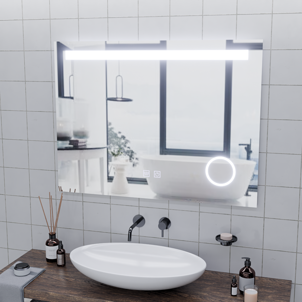 Oglinda LED Rectangulara, 80x60cm, Piano Touch, Sistem Dezaburire, Dimabila, Lumina Rece 6000K [3]