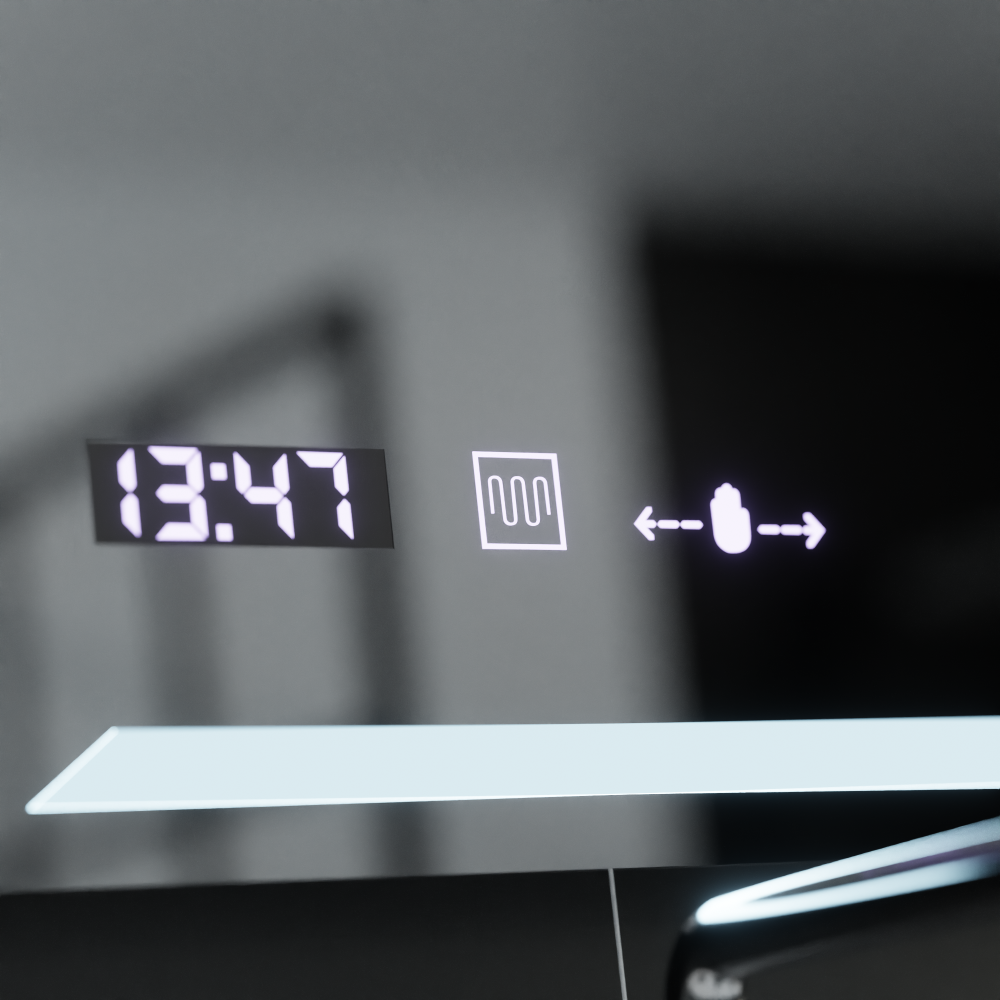Oglinda LED Rectangulara, 80x60cm, Rayonnement MotionGlow Marcello, Sistem Dezaburire, Ceas & Termometru, Dimabila [2]