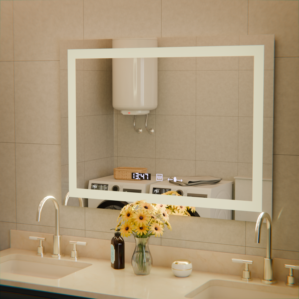 Oglinda LED Rectangulara, 80x60cm, Verite MotionGlow Marcello, Sistem Dezaburire, Ceas & Termometru, Dimabila [3]