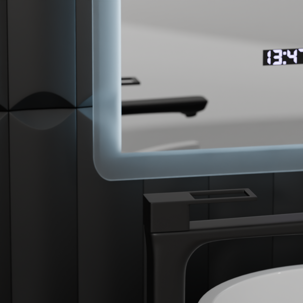 Oglinda LED Rectangulara, 80x60cm, Zampa Senzor MotionGlow Marcello, Sistem Dezaburire, Ceas & Termometru, Dimabila [2]