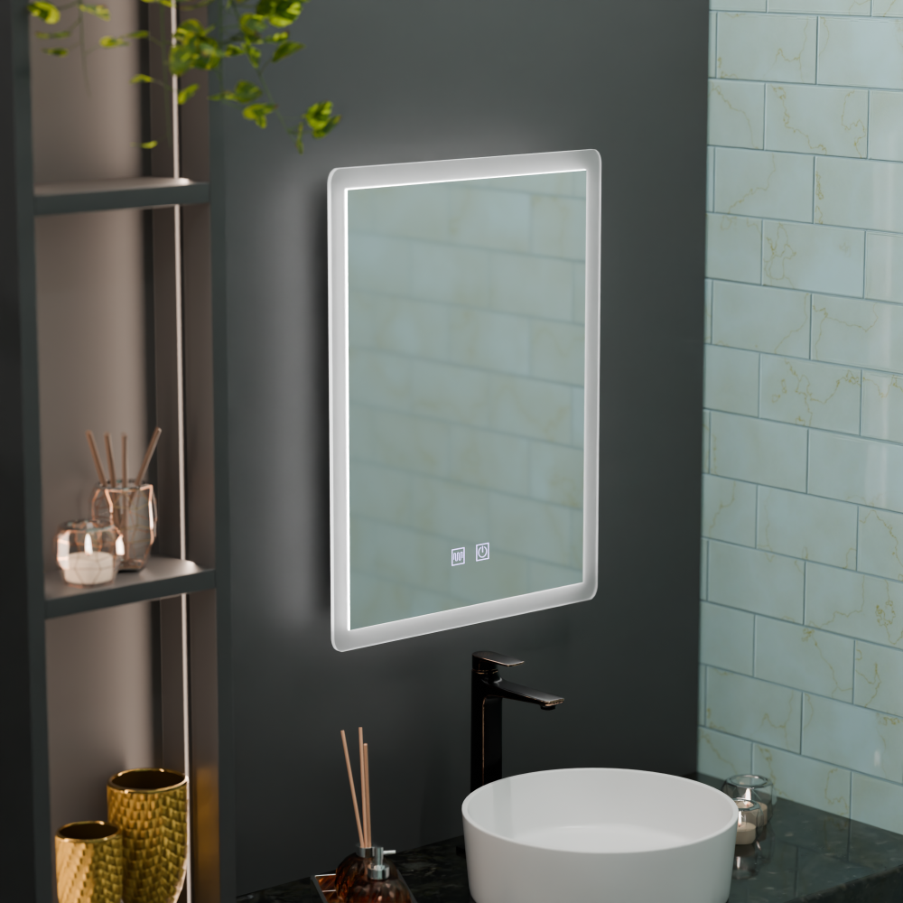 Oglinda LED Rentagulara, 60x80cm, Touch VENERA , Sistem Dezaburire,Dimabila [3]