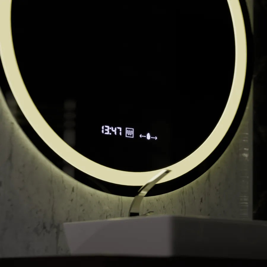 Oglinda LED Rotunda, 100cm, Celeste MotionGlow Marcello, Sistem Dezaburire, Ceas & Termometru, Dimabila [2]