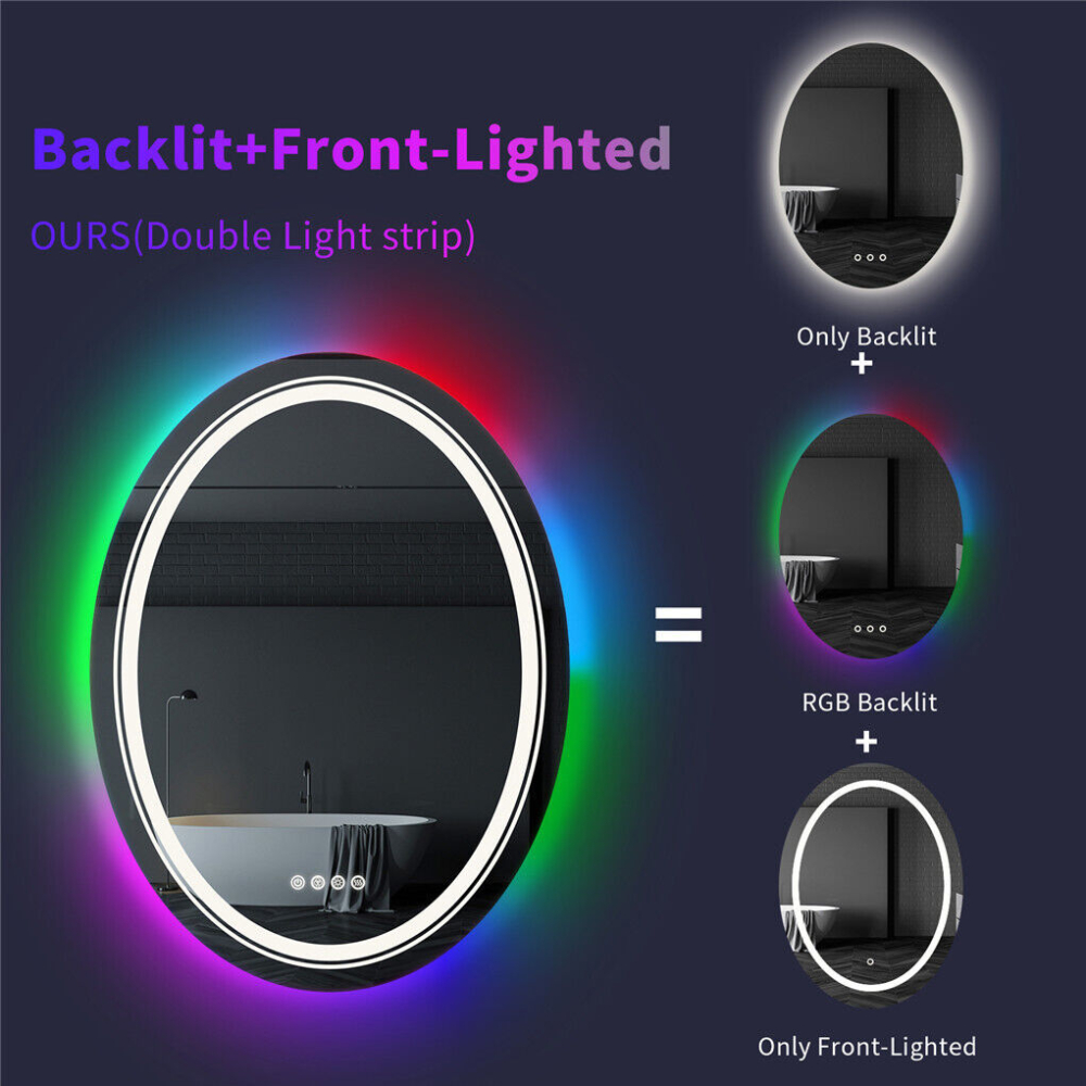 Oglinda LED Rotunda, 60cm, Celeste MotionGlow Marcello, Lumina RGB, Boxa Bluetooth, Sistem Dezaburire, Ceas & Termometru, Dimabila 60X60BTRGB [3]