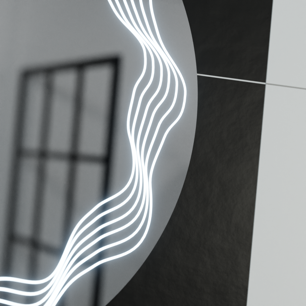 Oglinda LED Rotunda 60cm, Flusso Touch, Sistem Dezaburire, Dimabila [2]