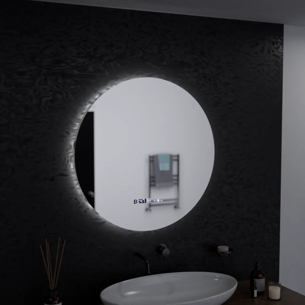 Oglinda LED Rotunda, 60cm, Serenite MotionGlow Marcello, Sistem Dezaburire, Ceas & Termometru, Dimabila [3]